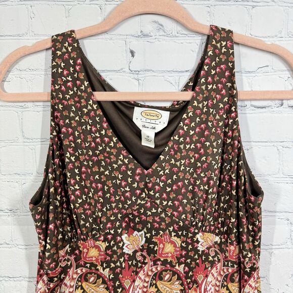 Talbots Babydoll Blouse Women Size 12 100% Silk Sleeveless Floral Boho Y2K Top - Picture 3 of 9